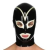 Black & White Latex Hood with Contrast Trim and Rear Zipper