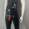 Latex Leggings with Codpiece – Custom Fit Men's Fetish Pants in Black with Red Details