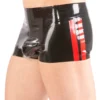 Latex Sports Hipster Shorts with Red Side Stripes