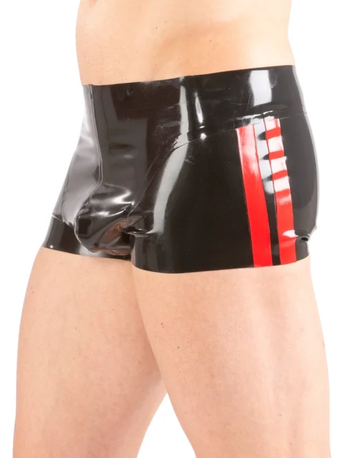 Latex Sports Hipster Shorts with Red Side Stripes