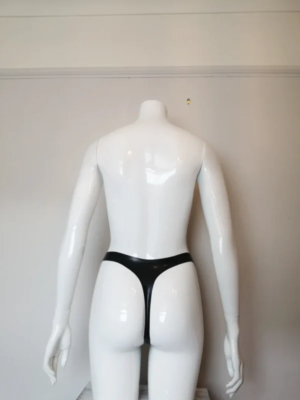 High-Waisted Black Latex Thong – Handmade Custom Fit, Minimal Design