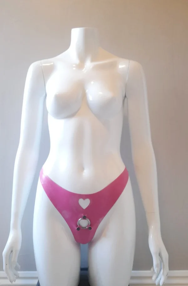 Latex Strap-On Thong with Heart Cut-Out and Detachable O-Ring – Custom Made