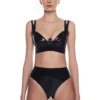 Luxe Cutout Underwire Latex Lingerie Set – Bra & Crotchless Panty