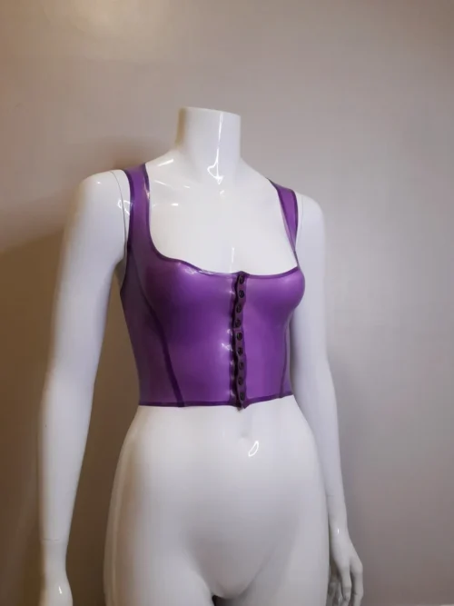 Latex Corset Style Top with Popper Front – Handmade Low-Cut Latex Tank