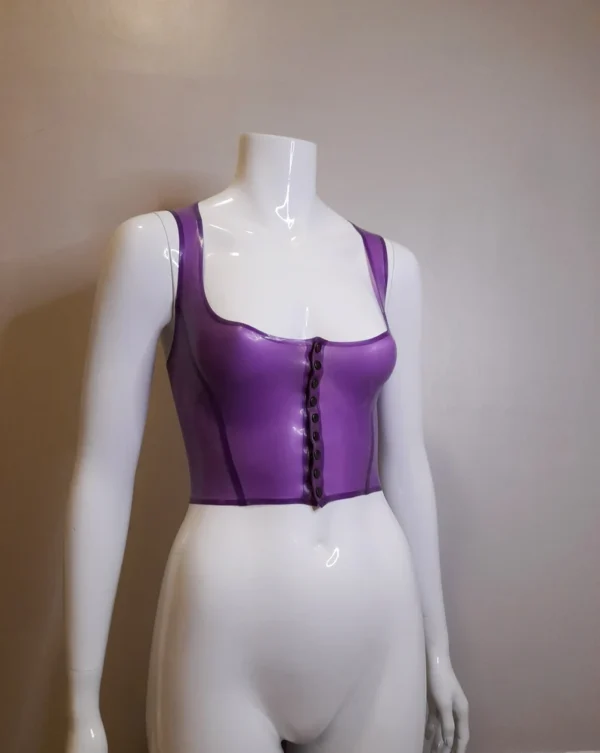 Latex Corset Style Top with Popper Front – Handmade Low-Cut Latex Tank