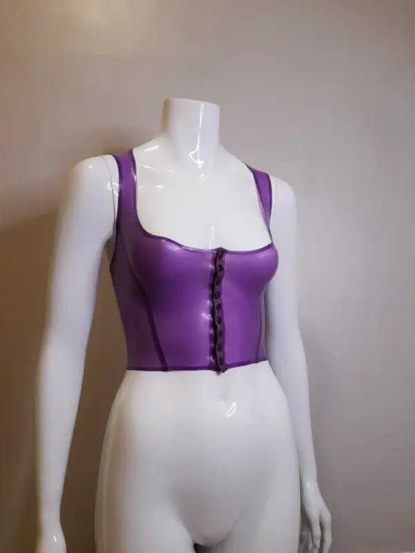 Latex Corset Style Top with Popper Front – Handmade Low-Cut Latex Tank