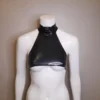 Latex Underboob Halter Top with O-Ring Collar and High Neck Snap Closure