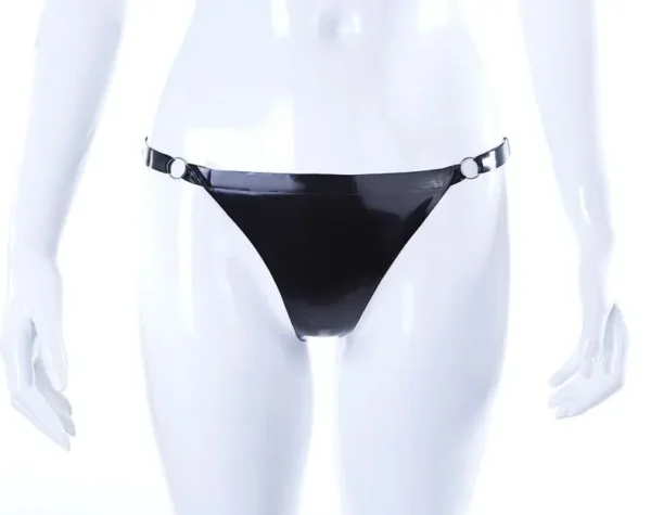 Adjustable Latex Thong with Silver O-Ring Detail – Sexy Minimalist Design