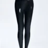 High-Shine Black Latex Leggings – Seamless Fit, 0.4mm Thickness