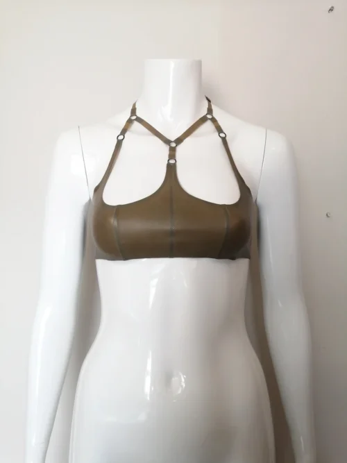 Latex Halter Neck Cropped Bralette – Handmade Custom Fit