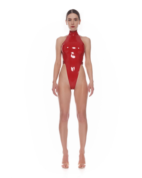 Latex High-Cut Bodysuit Stella010 – Red