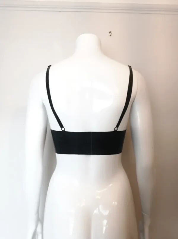 Classic Black Latex Triangle Bralette – Handmade Minimalist Soft Cup Top