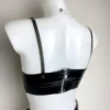 Adjustable Latex Bralette with Silver Zip and Stud Details