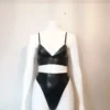 Latex Bra and High-Waist Thong Two-Piece Set