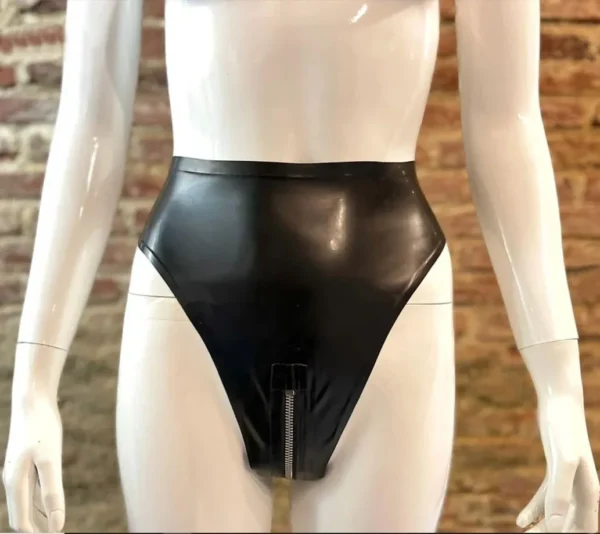 Dominique High-Cut Latex Knickers with Triple-Zip Access