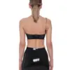 Asymmetric Black Latex Crop Top with Chain and High Neck