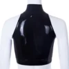Adriana High Neck Latex Crop Top with O-Ring Zipper – Sleeveless Glossy Finish