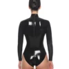 High-Neck Glossy Latex Bodysuit with Crotch Zip and Long Sleeves