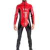 Blazing Bicolor Latex Catsuit with High Collar and Front Zip