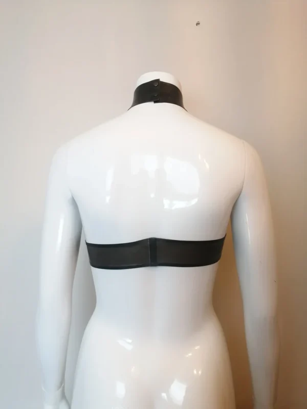 Custom Latex Underboob Halter Top with High Neck and Popper Fastening