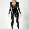 Classic Black Latex Catsuit with Front Zipper Closure