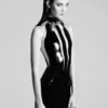 W-Shaped Contrast Panel Latex Mini Dress