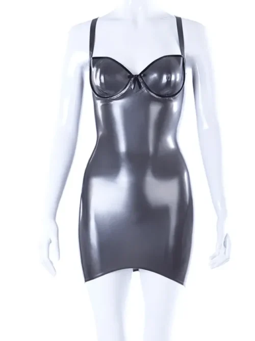 Simone Latex Mini Dress with Underwired Cups and Back Zip