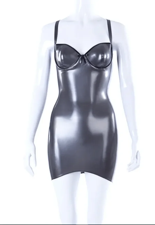Simone Latex Mini Dress with Underwired Cups and Back Zip