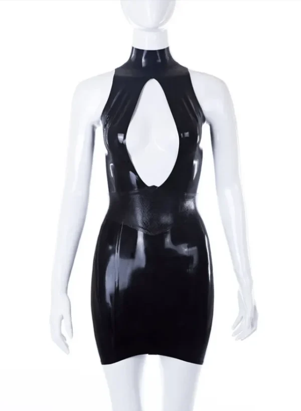 Laura Cutout Latex Mini Dress with Snake Pattern Waist Detail