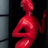 Red Detachable Latex Hood with Eye Mask and Mouth Cover