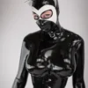 Panda Cat Latex Hood with Ears – Black and White Fetish Mask