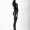 Classic Black Latex Catsuit with Front Zipper Closure