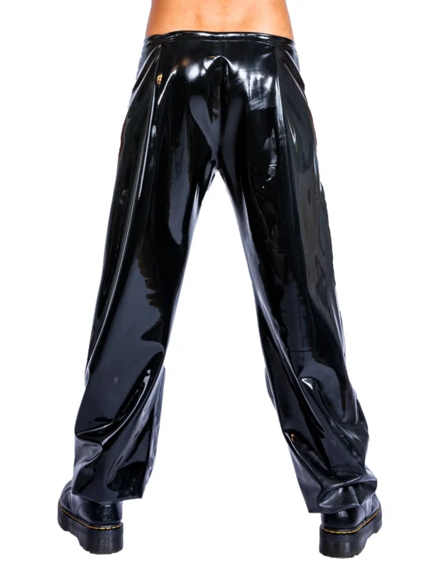 Unisex Black Latex Tracksuit Pants with Drawstring Waist