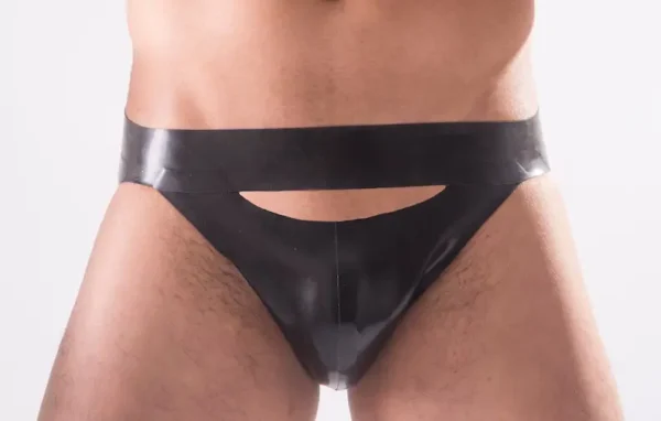 Customizable Pouch Front Cut-Out Latex Jock Shorts