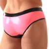 Bold Pink and Black Latex Hipster Briefs with Contrast Panel Design