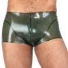 Army Green Latex Boxer Shorts with Black Side Stripes