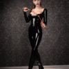 Dominatrix Black Latex Catsuit with Deep U-Neckline