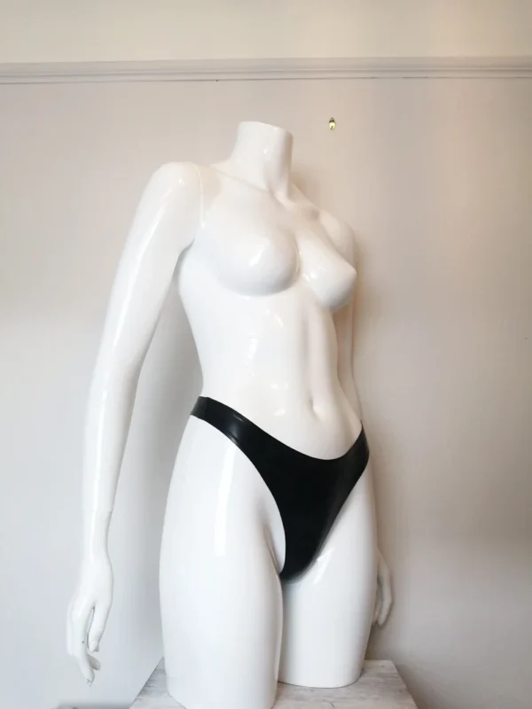 High-Waisted Black Latex Thong – Handmade Custom Fit, Minimal Design