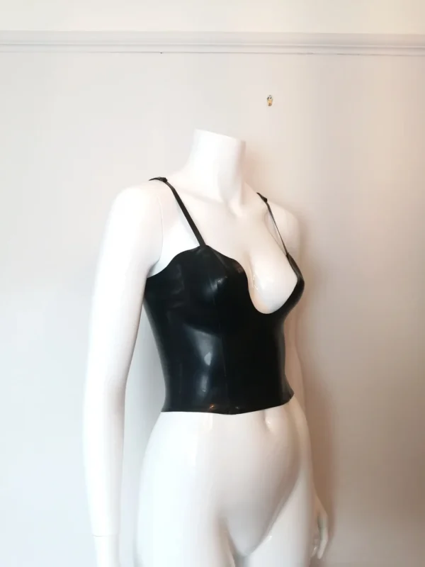 Latex Plunge Neckline Crop Top