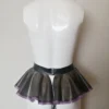Latex Peplum Suspender Belt with Bow and Trim