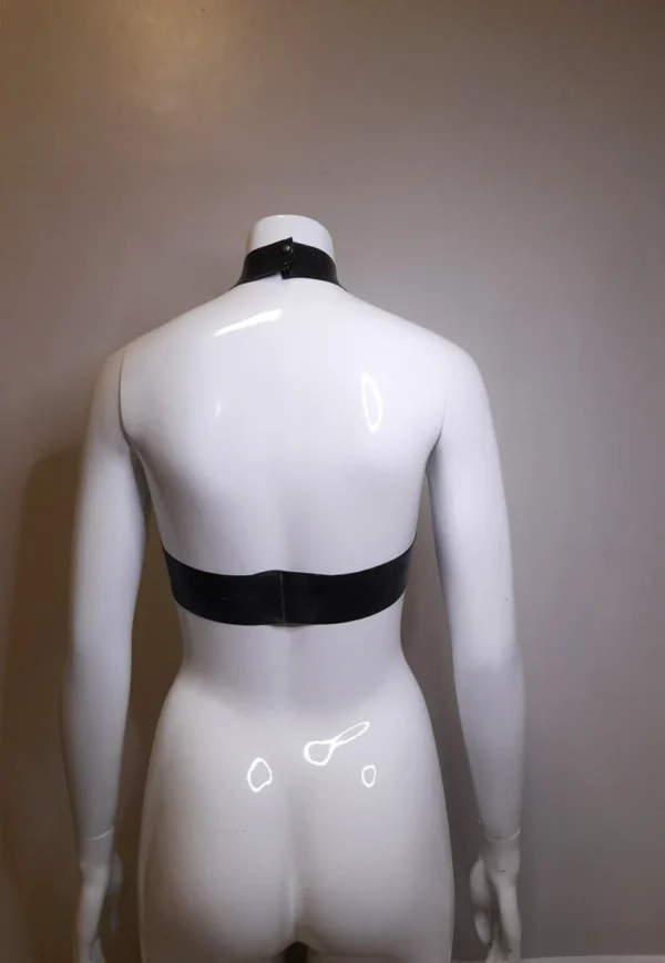 Latex Underboob Halter Top with O-Ring Collar and High Neck Snap Closure