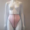 Latex High-Waist Thong Knickers with Contrast Trim and Center Stripe