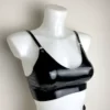 Adjustable Latex Bralette with Silver Zip and Stud Details