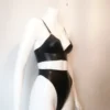 Latex Bra and High-Waist Thong Two-Piece Set