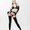 4-Piece Latex Fetish Lingerie Set – BDSM Garter Belt, Stockings, Gloves & Bra