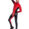 Blazing Bicolor Latex Catsuit with High Collar and Front Zip