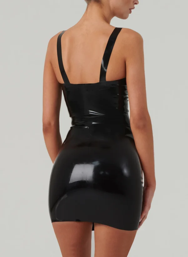 Luxury Zip-Up Latex Dress with Gold Hardware & Belt – Wish Dress