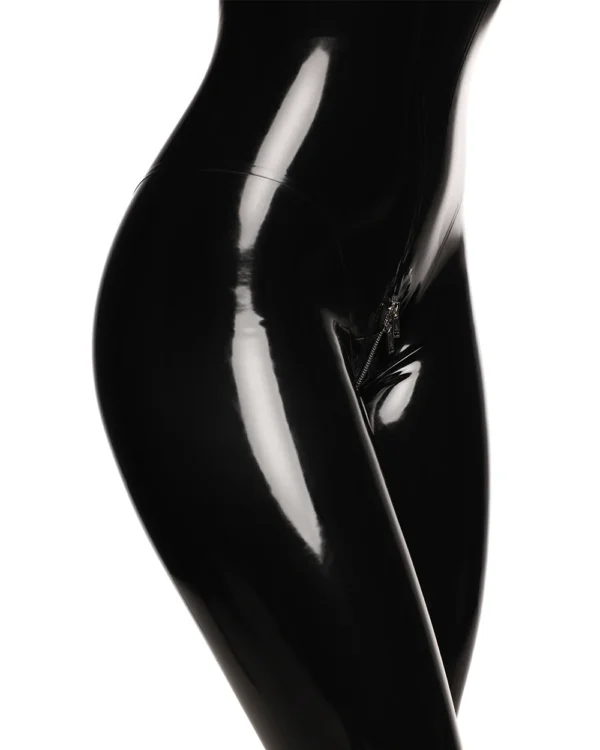 Sculpted Latex Catsuit with Dual Zippers and Defined Contours
