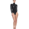 High-Neck Glossy Latex Bodysuit with Crotch Zip and Long Sleeves