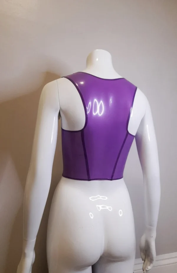 Latex Corset Style Top with Popper Front – Handmade Low-Cut Latex Tank